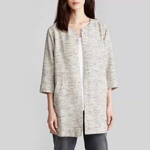 Eileen Fisher Long Jacket 3/4‎ Sleeve Lightweight Textured Cotton Jacket XS /z1